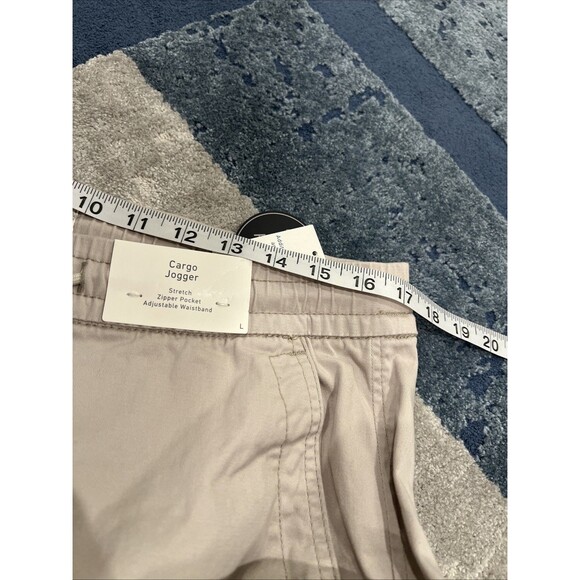 NWT Hollister Cargo Jogger Men’s Large Stretch Khaki Built-in Zipper Pocket - Picture 12 of 13